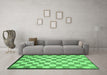 Machine Washable Checkered Emerald Green Modern Area Rugs in a Living Room,, wshabs335emgrn