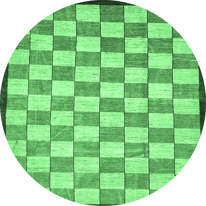 Round Checkered Emerald Green Modern Rug, abs335emgrn