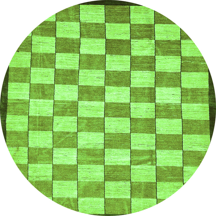 Round Checkered Green Modern Rug, abs335grn