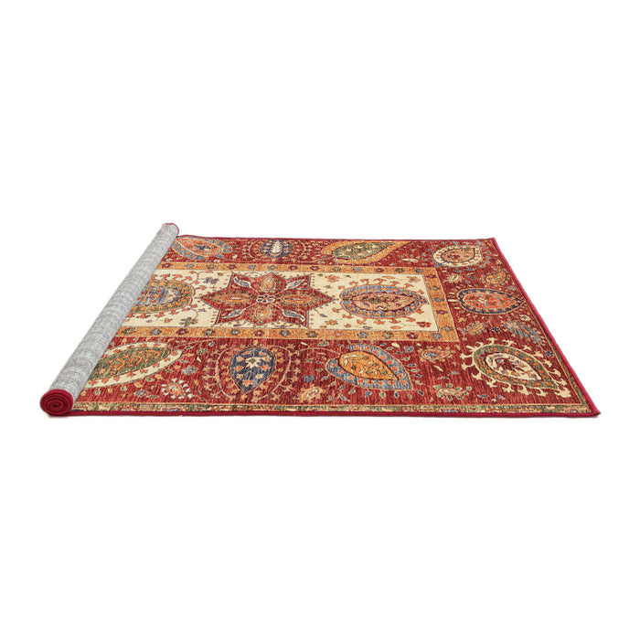Sideview of Machine Washable Abstract Red Rug, wshabs3360