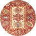 Round Abstract Red Modern Rug, abs3360