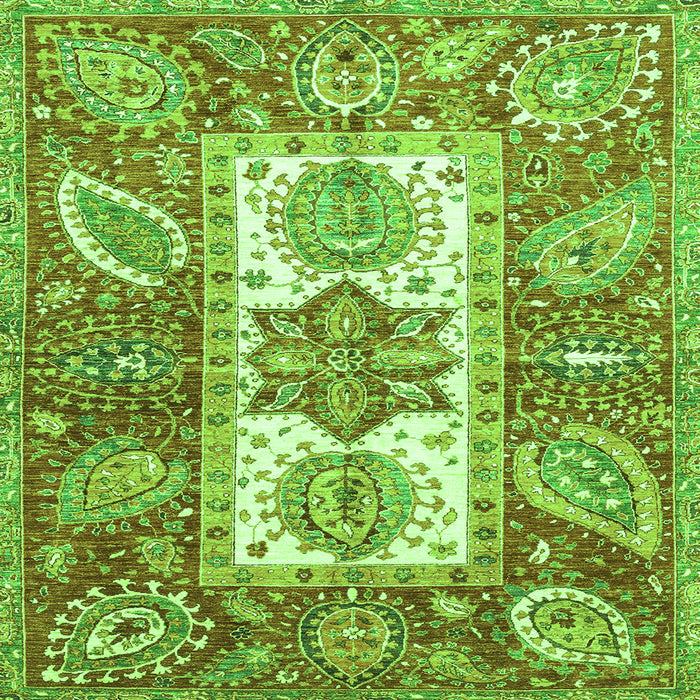 Square Abstract Green Modern Rug, abs3360grn