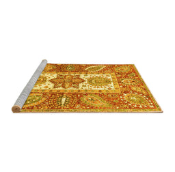 Sideview of Machine Washable Abstract Yellow Modern Rug, wshabs3360yw