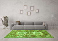 Machine Washable Abstract Green Modern Rug, wshabs3360grn