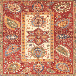 Square Machine Washable Abstract Red Rug, wshabs3360