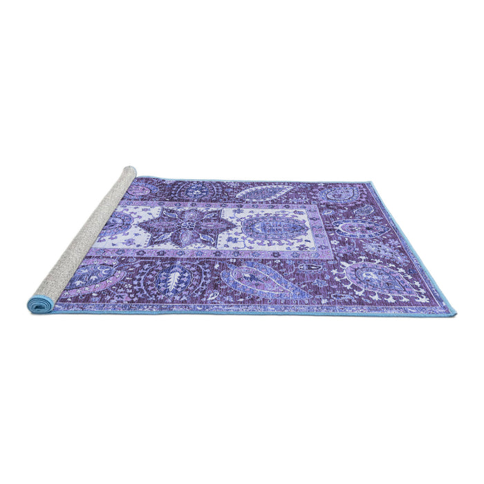 Sideview of Machine Washable Abstract Blue Modern Rug, wshabs3360blu
