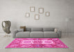 Machine Washable Abstract Pink Modern Rug in a Living Room, wshabs3360pnk