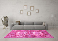 Machine Washable Abstract Pink Modern Rug, wshabs3360pnk