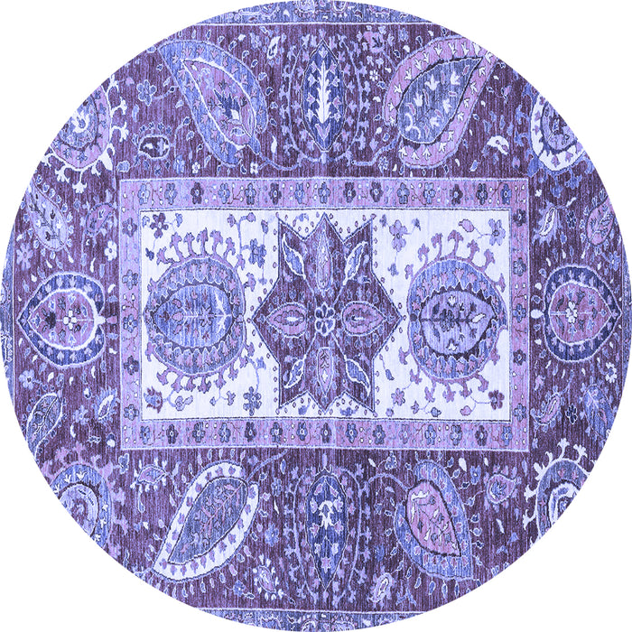 Round Abstract Blue Modern Rug, abs3360blu
