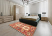 Abstract Red Modern Rug in a Bedroom, abs3360