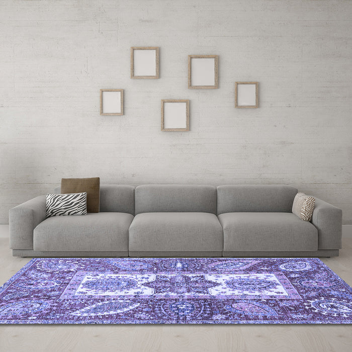 Machine Washable Abstract Blue Modern Rug in a Living Room, wshabs3360blu