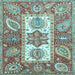 Square Machine Washable Abstract Light Blue Modern Rug, wshabs3360lblu