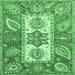 Square Machine Washable Abstract Emerald Green Modern Area Rugs, wshabs3360emgrn