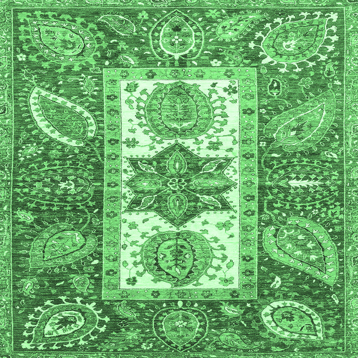 Square Abstract Emerald Green Modern Rug, abs3360emgrn