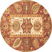 Round Machine Washable Abstract Brown Modern Rug, wshabs3360brn