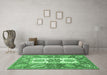 Machine Washable Abstract Emerald Green Modern Area Rugs in a Living Room,, wshabs3360emgrn