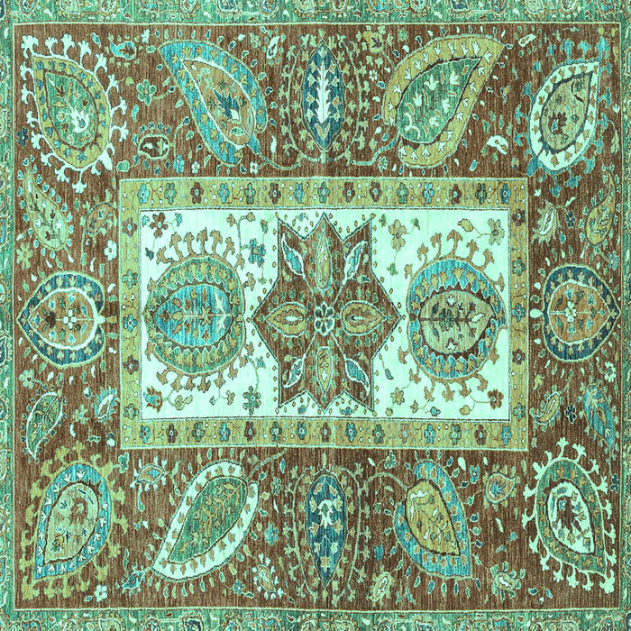 Square Machine Washable Abstract Turquoise Modern Area Rugs, wshabs3360turq