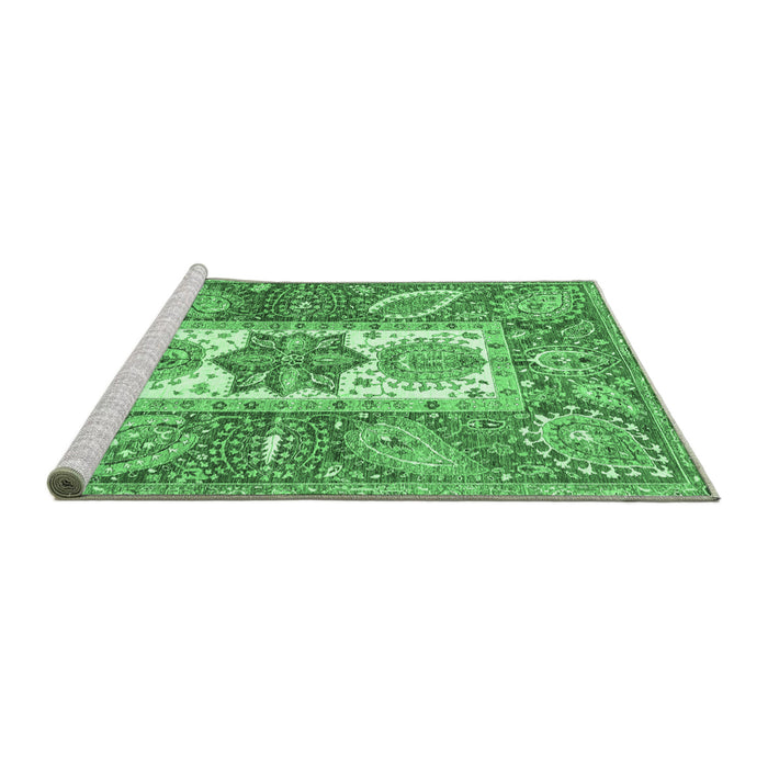 Sideview of Machine Washable Abstract Emerald Green Modern Area Rugs, wshabs3360emgrn