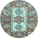 Round Machine Washable Abstract Light Blue Modern Rug, wshabs3360lblu