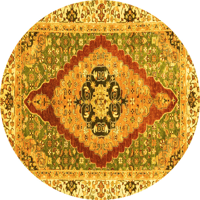 Round Abstract Yellow Modern Rug, abs3361yw