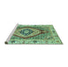 Sideview of Machine Washable Abstract Turquoise Modern Area Rugs, wshabs3361turq