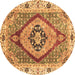 Round Machine Washable Abstract Brown Modern Rug, wshabs3361brn