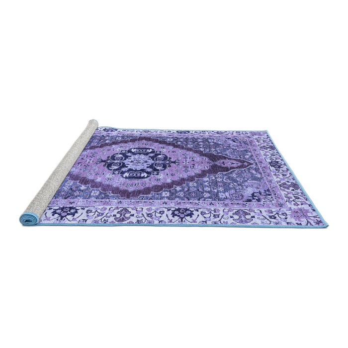 Sideview of Machine Washable Abstract Blue Modern Rug, wshabs3361blu