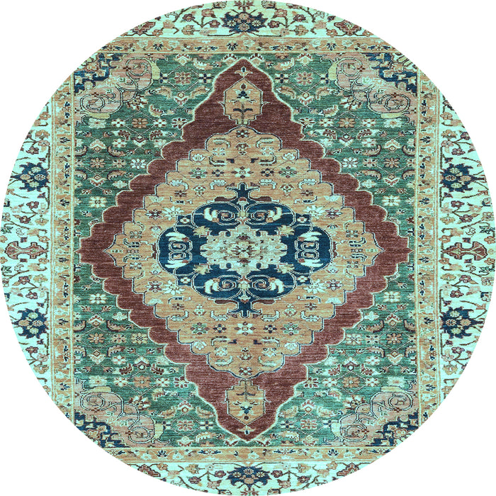 Round Abstract Light Blue Modern Rug, abs3361lblu