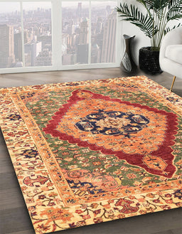 Machine Washable Abstract Yellow Orange Rug in a Family Room, wshabs3361