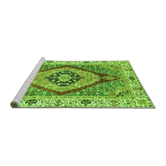 Sideview of Machine Washable Abstract Green Modern Area Rugs, wshabs3361grn