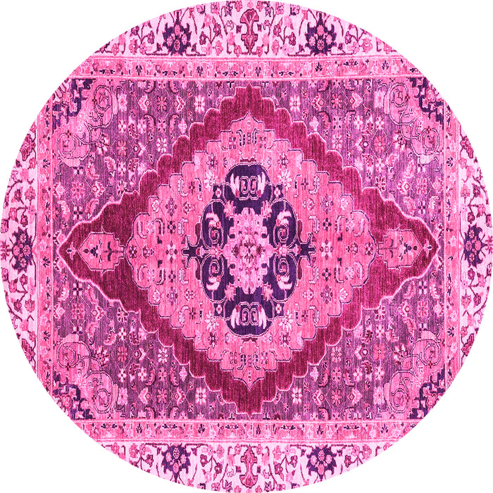 Round Abstract Pink Modern Rug, abs3361pnk
