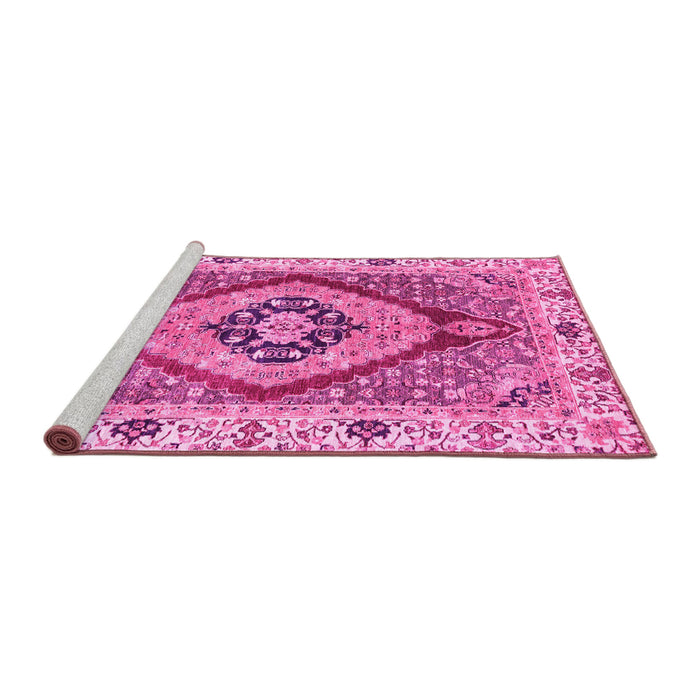 Sideview of Machine Washable Abstract Pink Modern Rug, wshabs3361pnk
