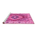 Sideview of Machine Washable Abstract Pink Modern Rug, wshabs3361pnk