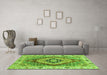 Machine Washable Abstract Green Modern Area Rugs in a Living Room,, wshabs3361grn