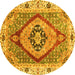 Round Machine Washable Abstract Yellow Modern Rug, wshabs3361yw