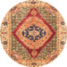 Round Abstract Yellow Orange Modern Rug, abs3361