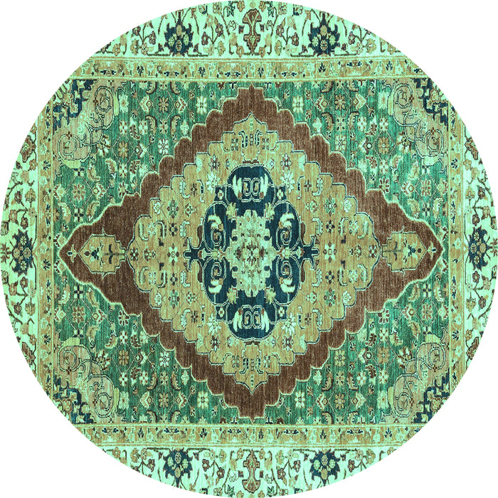 Round Abstract Turquoise Modern Rug, abs3361turq