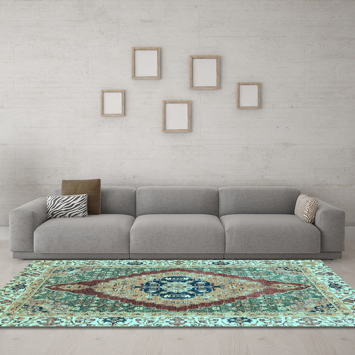 Machine Washable Abstract Light Blue Modern Rug in a Living Room, wshabs3361lblu