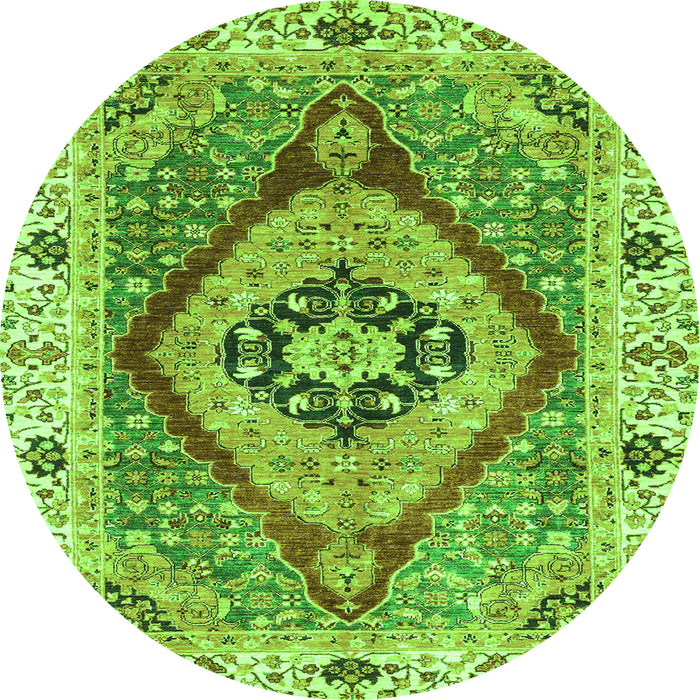 Round Abstract Green Modern Rug, abs3361grn