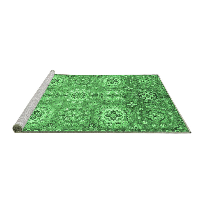 Sideview of Machine Washable Abstract Emerald Green Modern Area Rugs, wshabs3362emgrn
