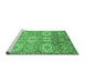 Sideview of Machine Washable Abstract Emerald Green Modern Area Rugs, wshabs3362emgrn