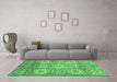 Machine Washable Abstract Emerald Green Modern Area Rugs in a Living Room,, wshabs3362emgrn