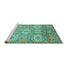 Sideview of Machine Washable Abstract Turquoise Modern Area Rugs, wshabs3362turq