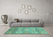 Machine Washable Abstract Turquoise Modern Area Rugs in a Living Room,, wshabs3362turq