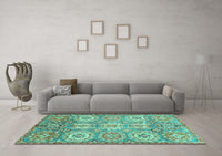 Machine Washable Abstract Turquoise Modern Rug, wshabs3362turq