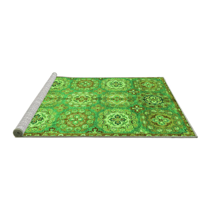 Sideview of Machine Washable Abstract Green Modern Area Rugs, wshabs3362grn