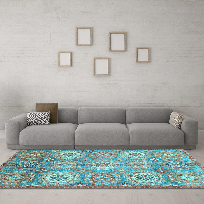 Machine Washable Abstract Light Blue Modern Rug in a Living Room, wshabs3362lblu