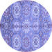 Round Machine Washable Abstract Blue Modern Rug, wshabs3362blu