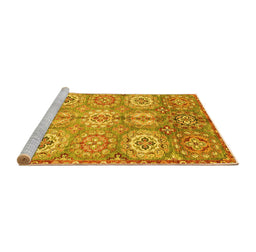 Sideview of Machine Washable Abstract Yellow Modern Rug, wshabs3362yw