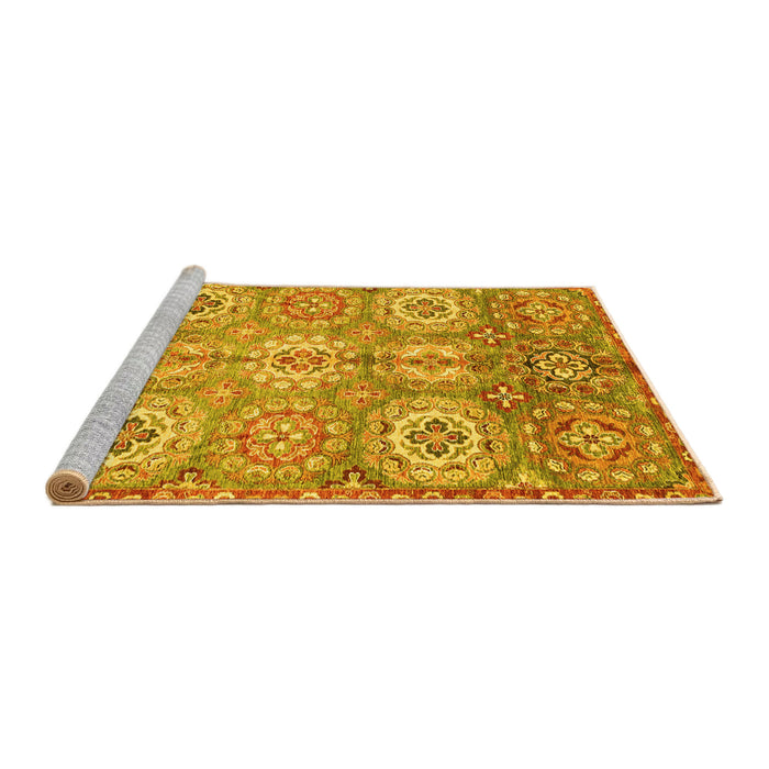Sideview of Machine Washable Abstract Yellow Modern Rug, wshabs3362yw
